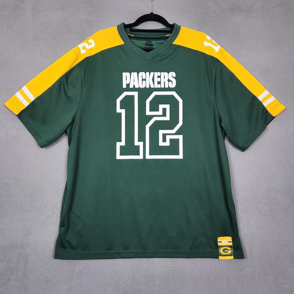 Green Bay Packers Jersey Mens 2XL Green NFL Football Aaron Rodgers 12 Shirt